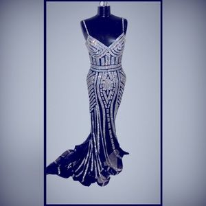 Royal blue and Crystal prom dress by Glow